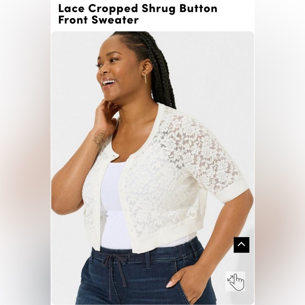 🌸3/$30🌸Torrid Lace Cropped Shrug Button Front Sweater Sz 2x